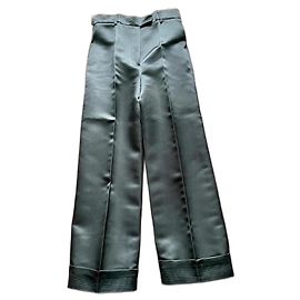 Guy Laroche Pantaloni Plissettati in Satin di Cotone Nero