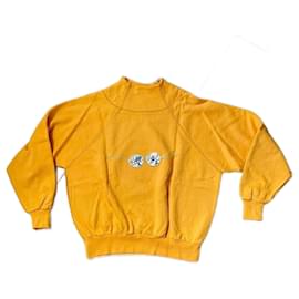 Sonia Rykiel Sweatshirt aus gelber Baumwolle mit Goldstickerei