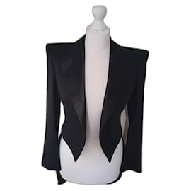 Balmain Tailcoat Blazer Schwarz Wolle