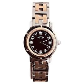 Hermès Clipper Sport watch gold-plated steel black dial