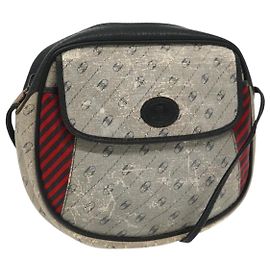 Borsa a Spalla GUCCI in Tela Rivestita Oro Blu Navy Auth ar12677