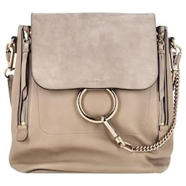 Zaino Chloé Faye in pelle e suede beige