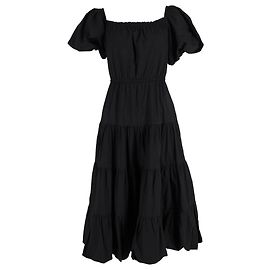 Vestido midi off-the-shoulder en algodón negro de la colección Jason Wu