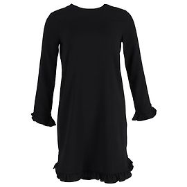 Vestido Mini de Crepé Ganni en Poliéster Negro
