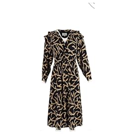 Vestido midi estampado Ba&sh Candice en viscosa negra - Ba&Sh