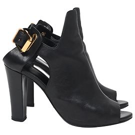 Décolleté peep-toe con cinturino posteriore Sergio Rossi in pelle nera