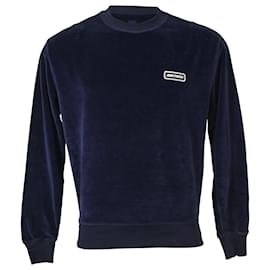 Ami Crewneck Pullover aus marineblauem Samt
