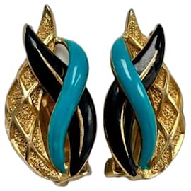 Pendientes Balenciaga de esmalte negro azul dorado