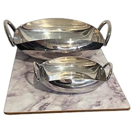 Fala Set of 2 Silver Striped Plates - Autre Marque