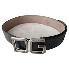 DOLCE&GABBANA PYTHON LEATHER BELT WITH DG BUCKLE. - Dolce & Gabbana