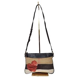 Bolso cruzado Peyton de lona y cuero con estampado de cuadros House de Burberry Negro/Beige