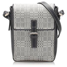 Gray Burberry House Check Canvas Crossbody Bag