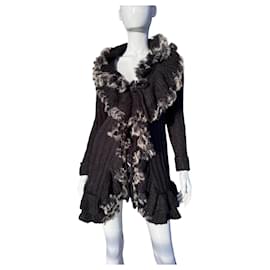 J.Crew Wollcardigan mit Fell Schwarz