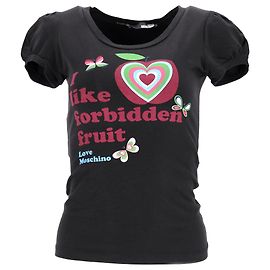 Camiseta de manga abullonada con estampado gráfico Love Moschino en algodón negro