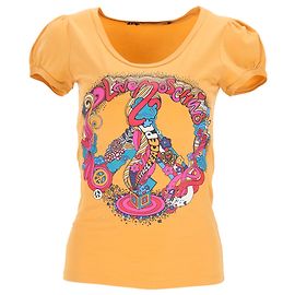 Camiseta de manga abullonada con estampado gráfico Love Moschino en algodón amarillo