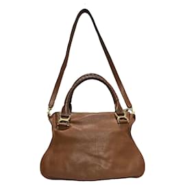 Chloé Medium Marcie Handtasche aus braunem genarbtem Kalbsleder