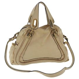 Chloé Chloe Paraty Schultertasche aus beige-goldenem Leder 2 Wege Auth bs19071