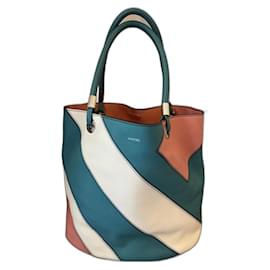 Borsa a mano Lancel Flora Blu Rosa Bianco Pelle