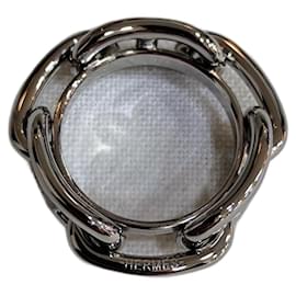 Hermès Scarf Ring Silvery Metal Size 62