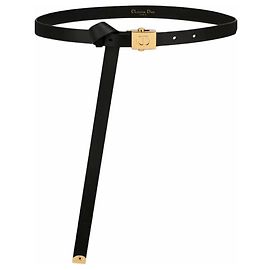 Cinto Christian Dior CD Logo em couro preto