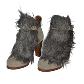 Pinko ankle boots beige deerskin