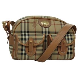 Autre Marque Borsa a spalla Burberrys Nova Check PVC Beige Oro Auth 96329