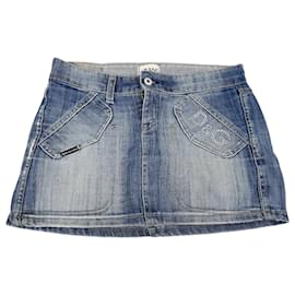 Mini jupe en coton bleu D&G