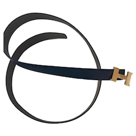 Cinturón Hermès H Azul Taupe Cuero 95 cm