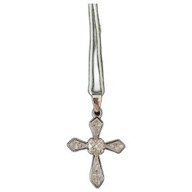 Autre Marque Pendente croce in argento 925 con zircone cubico