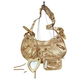 Borsa a spalla Balenciaga Cagole in Pelle d'agnello Dorata