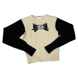 Maglione Chanel in cashmere nero e beige Taglia 38
