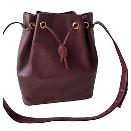 Borsa a secchiello Cartier in pelle rosso scuro