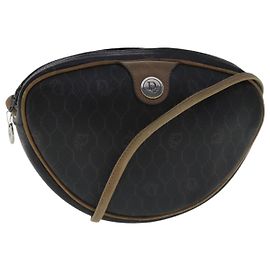 Bolsa de ombro em lona de favo de mel Christian Dior PVC preto marrom prata autêntica bs18994