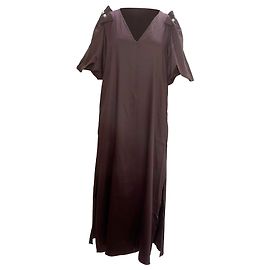 Autre Marque Vestido maxi de Tencel burdeos adornado con perlas falsas Louella Madre de Perla