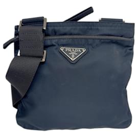 Pochette in nylon blu navy Prada