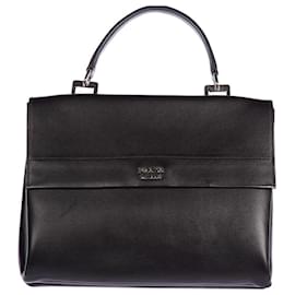 Borsa Satchel Prada in Pelle Nera con Doppio Flap