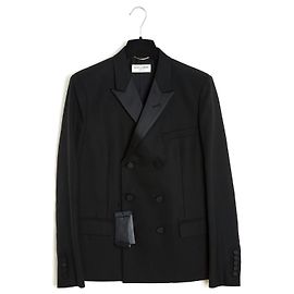 Saint Laurent Smoking Jacke FR40 Slimane Wolle Seide Satin Jacke UK12 US10 NWT
