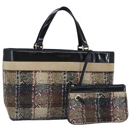 Borsa a mano BURBERRY in lana beige dorato Auth bs19268