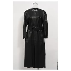 Abrigo largo de Acne Studios con cinturón de cuero negro