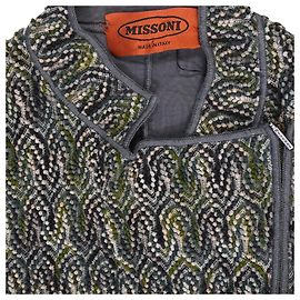 Chaqueta de punto con cremallera en lana multicolor de Missoni