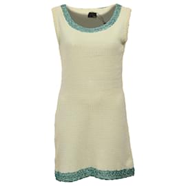 Vestido mini sin mangas de algodón amarillo de Fendi
