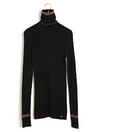 Chanel 2009 Maglione Nero in Cashmere con Collo Alto FR38 UK10 US8