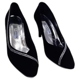 Scarpe nere Lanvin con tacco vintage degli anni '80