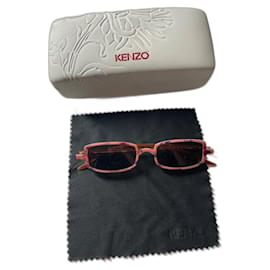 Kenzo Sonnenbrille rechteckig braun rosa Kunststoff