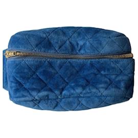 Pochette Chanel in velluto e pelle blu