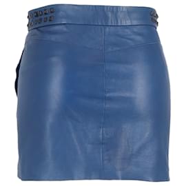 Falda lápiz mini con tachuelas Maje en cuero azul