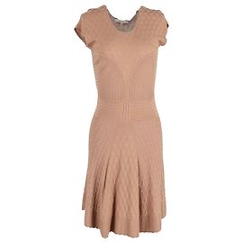 Braunes Polyamid-Knielanges ausgestelltes Strickkleid von Sandro Paris