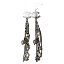 Pendientes logo CC A11P BHW Cadena clásica larga perla cristal caja - Chanel