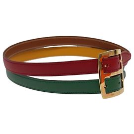 Hermès Cinturón HERMES de cuero 28,3"" Multicolor Oro Auth 94310