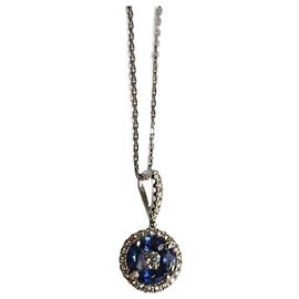 Autre Marque Collar Aurum de Zafiro Azul y Diamante Cortado 18ct Oro Blanco